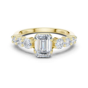 Emerald Cut Diamond Ring with Graduated Round Accents