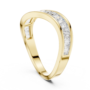 Wave Channel-Set Baguette Diamond Ring