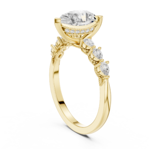 Pear Shape Center Diamond Ring with Side Stone Accents