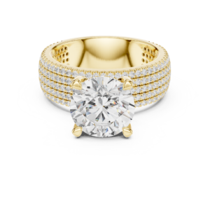 Multi-Row Diamond Band with Round Solitaire Center Ring