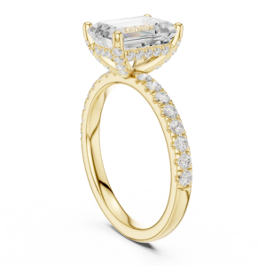 Cushion Cut Diamond Pavé Band Halo Ring