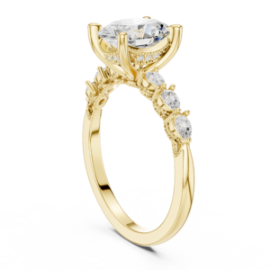 Oval Cut Diamond Marquise Accent Engagement Ring