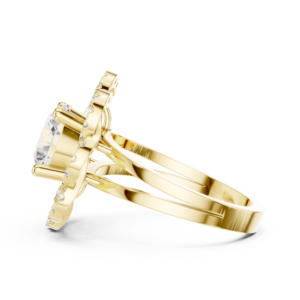 Round Halo Cluster Diamond Ring with Double Layer Setting