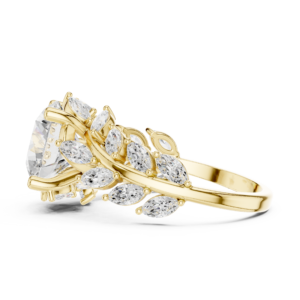 Marquise Side Stone Round Diamond Engagement Ring