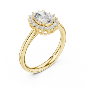 Oval Halo Diamond Cluster Ring with Micro Pavé Accents