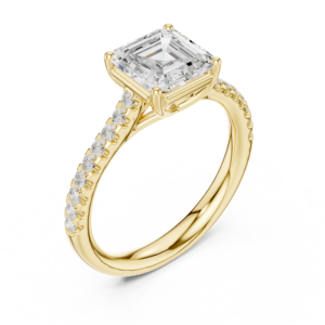 Princess Cut Solitaire Diamond Ring with Accent Band