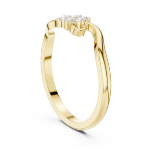 Floral Cluster Round Diamond Ring with Curved Band