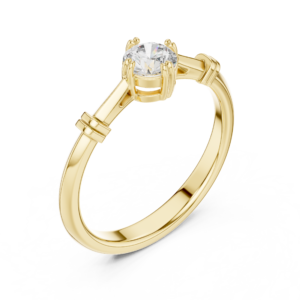 Minimal Round Solitaire Diamond Ring with Sleek Band Accents