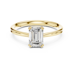 Emerald Cut Pink Solitaire Ring with Prong Setting