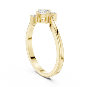 Round Diamond Crossover Ring with Side Accent Stones