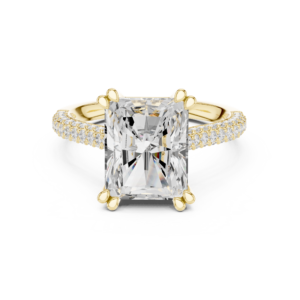 Radiant Cut Diamond Ring with Pavé Band