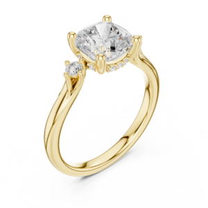 Cushion Cut Diamond Ring with Side Accent Stones