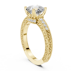 Cushion Cut Center Diamond Accent Band Ring