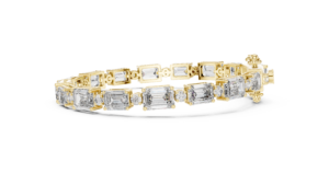 Emerald & Round Diamond Link Bracelet