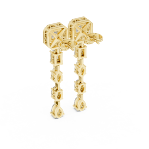 Multi Shape Diamond Drop Earrings with Halo Square Tops