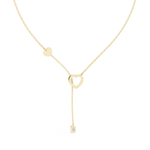 Emerald & Round Diamond Drop Necklace with Blue Accent Cluster