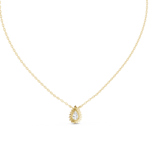Pear Halo Diamond Drop Pendant with Accent Stones