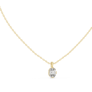 Oval Solitaire Diamond Pendant with Classic Bail