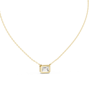 Emerald Cut Bezel Set Diamond Pendant