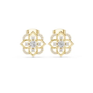 Round Diamond Floral Cluster Stud Earrings