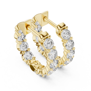Round Diamond Hoop Earrings with Prong Setting