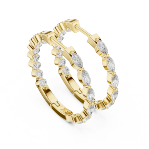 Marquise & Round Diamond Hoop Earrings