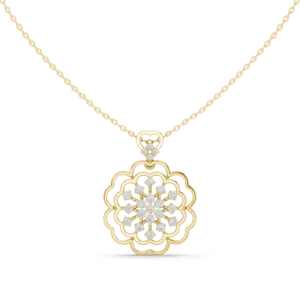 Floral Cluster Diamond Pendant with Layered Petal Design