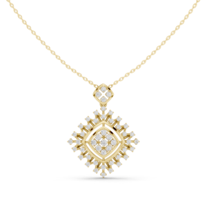 Geometric Cluster Diamond Pendant with Radiating Halo Frame