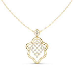 Diamond Cluster Pendant with Multi-Row Border Design