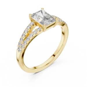 Multi-Stone Round & Radiant Diamond Ring with Collet and U-Cut Setting