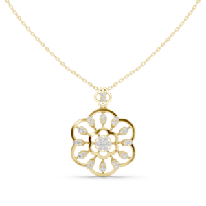 Round Floral Diamond Pendant with Layered Cluster Design