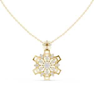 Snowflake Diamond Pendant with Geometric Floral Design