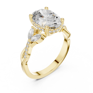 Multi-Stone Round & Oval Diamond Ring with Collet and U-Cut Setting