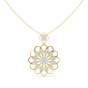 Luxury Floral Diamond Pendant with Layered Petal Cluster