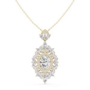 Gemstone Halo Pendant with Round, Marquise & Oval Diamond Accents