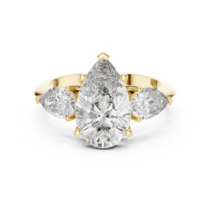 Multi-Stone Pear and Round Diamond Ring with Collet Setting