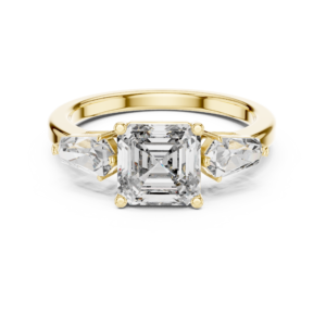 Multi-Stone Asscher & Round Diamond Ring with Collet Setting