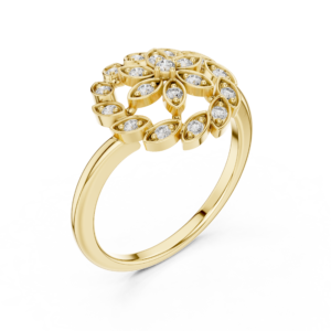 Floral Cluster Diamond Ring with Round Accent Stones