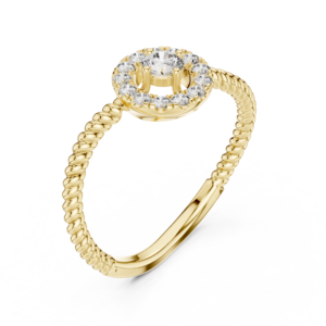 Halo Cluster Diamond Ring with Twisted Rope Band