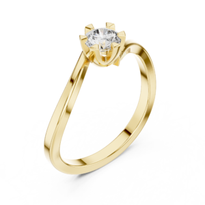 Twist Band Round Solitaire Diamond Ring