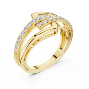 Crossover Pavé Diamond Ring with Graduated Stones