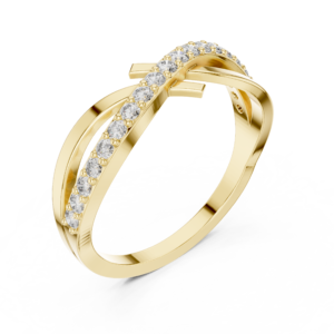 Infinity Twist Diamond Ring with Pavé Band