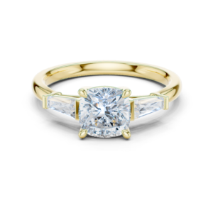 Cushion Cut Diamond Ring with Baguette Side Stones