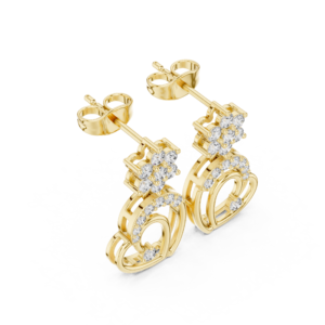 Floral Heart Drop Diamond Stud Earrings