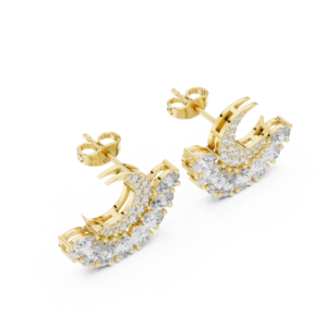 Crescent Moon Diamond Drop Earrings with Pear & Round Cluster Design