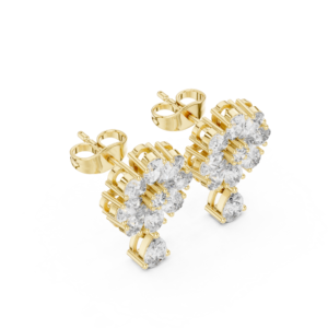 Floral Diamond Drop Earrings with Pear Cluster and Dangling Accent