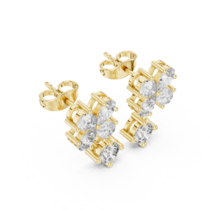 Floral Pear Diamond Drop Earrings with Round Accent Stones