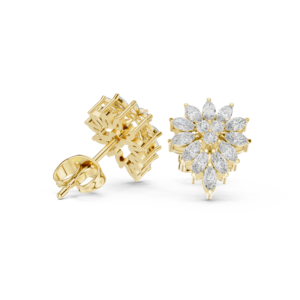 Floral Marquise Diamond Cluster Stud Earrings