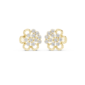 Floral Loop Diamond Cluster Stud Earrings