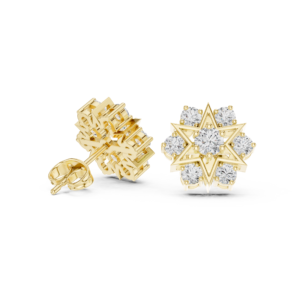 Starburst Diamond Stud Earrings with Multi-Stone Halo